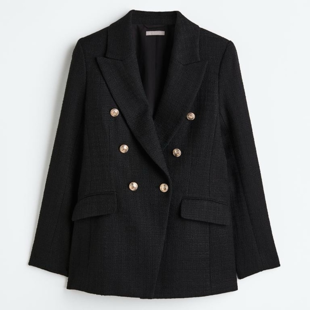 H&M Black Boucle Jacket, Large